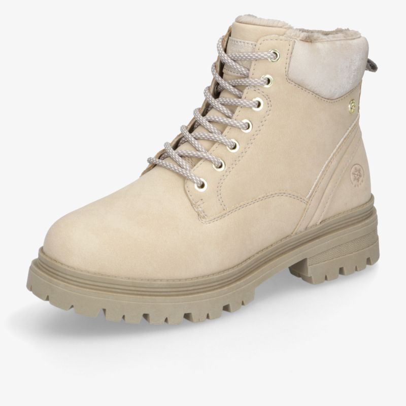 Beiger robuster Winterstiefel mit warmem Futter und rutschfester Sohle für hohen Tragekomfort