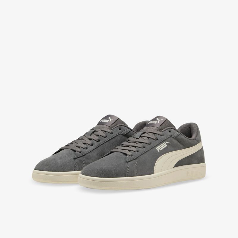 Graue Veloursleder Sneaker im Paar mit gepolstertem Schaft und rutschfester Sohle, sportlich elegant und komfortabel