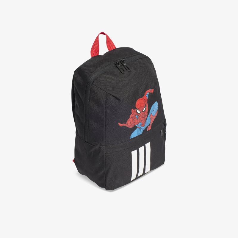 Schwarzer Rucksack mit Spiderman Motiv, robust und geräumig, ideal für Alltag und Schule, leichter Tragekomfort