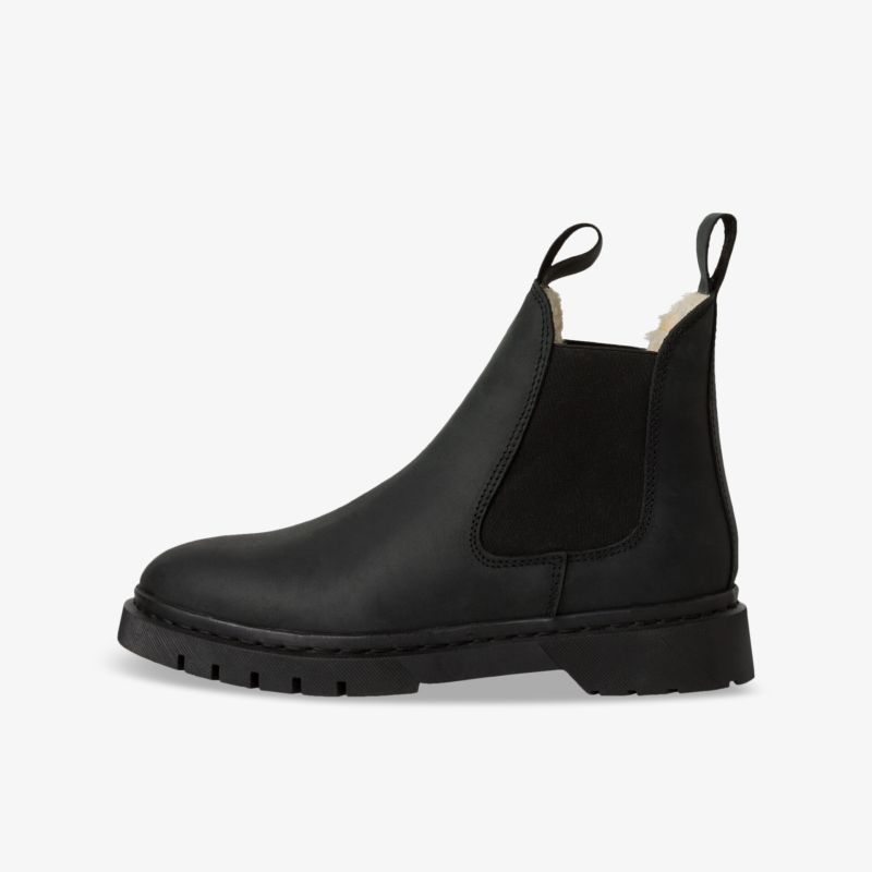 Elegante schwarze Chelsea Stiefelette aus Leder mit robustem Design und rutschfester Sohle für komfortablen Stil.