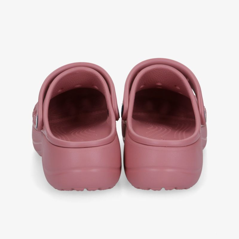 Rosa Clogs von hinten, bequem und robust mit rutschfester Sohle, leicht und pflegeleicht