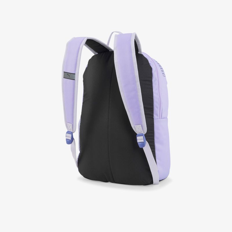 Stylischer Rucksack in Lila und Schwarz mit verstellbaren, gepolsterten Trägern für optimalen Komfort.