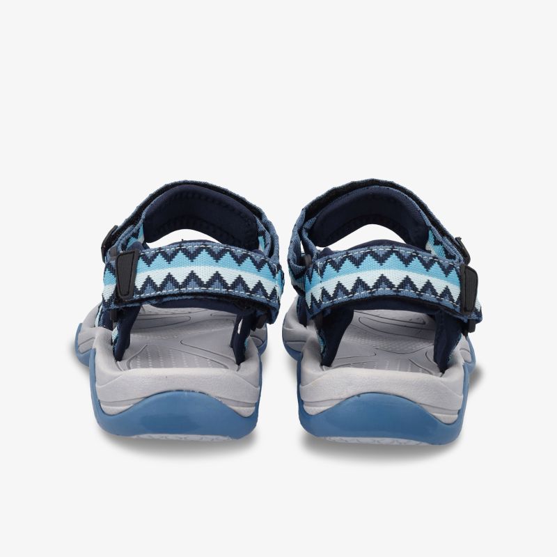 Robuste blaue Outdoor-Sandalen mit verstellbarem Riemenverschluss und gepolsterter Innensohle, rutschfeste Sohle sichtbar