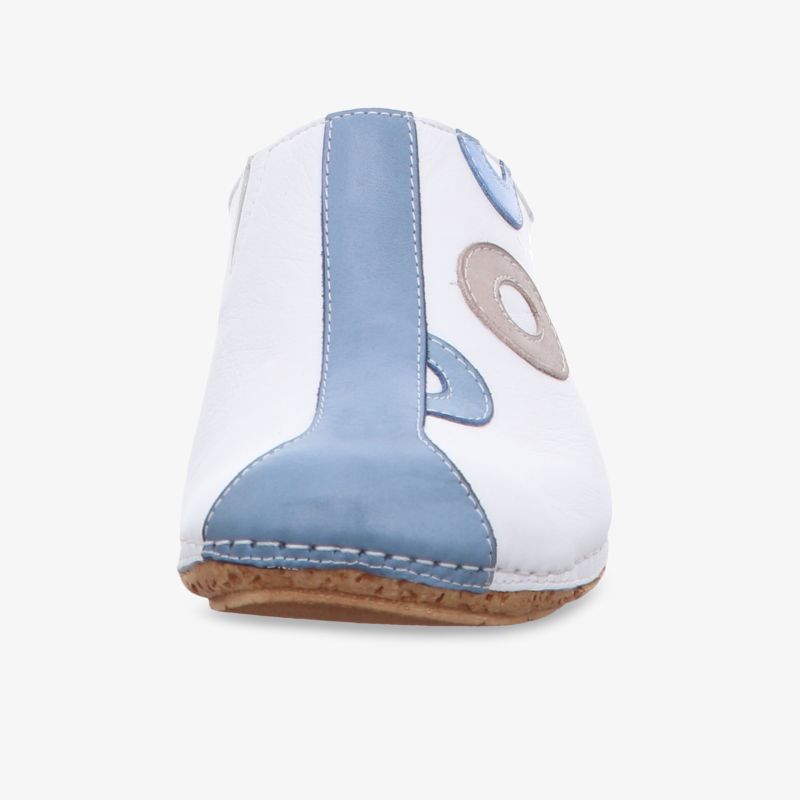 Modischer Schuh in Weiß-Blau mit komfortabler Passform und rutschfester Sohle.