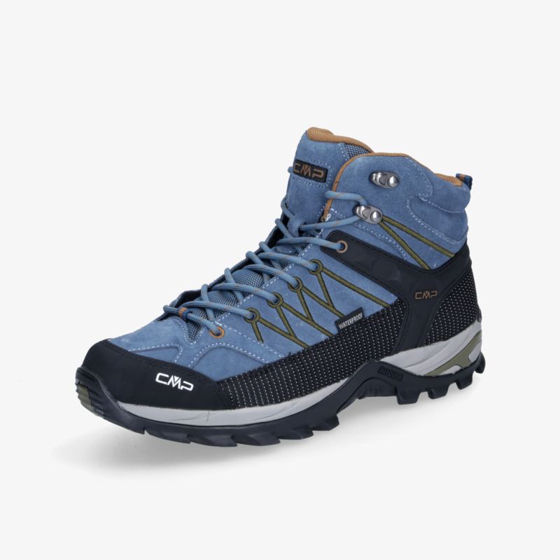 Robuster blauer Trekkingschuh mit schnellschnürsystem und rutschfester Sohle für sicheren Halt im Gelände