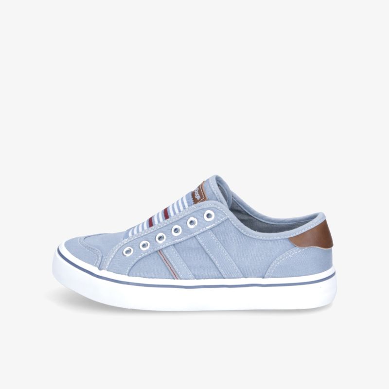 Moderner leichter Sneaker aus atmungsaktivem Material mit rutschfester Sohle und bequemem Sitz, seitliche Ansicht