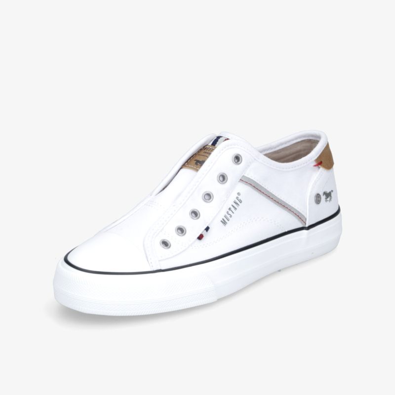 Weißer Sneaker mit elastischem Einstieg und leichter Gummisohle für bequemen und sportlich eleganten Tragekomfort
