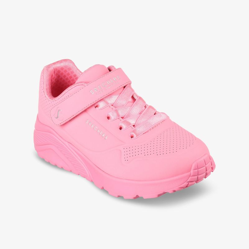 Rosafarbener Sportschuh mit atmungsaktivem Material und gepolsterter Innensohle, bequem mit flexiblem Sohlenprofil und Klettverschluss