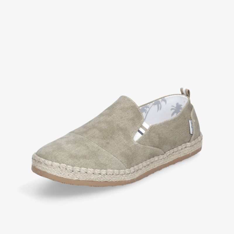 Beiger Espadrille Schuh mit elastischen Einsätzen und geflochtener Sohle, leichter und bequemer Sommerschuh