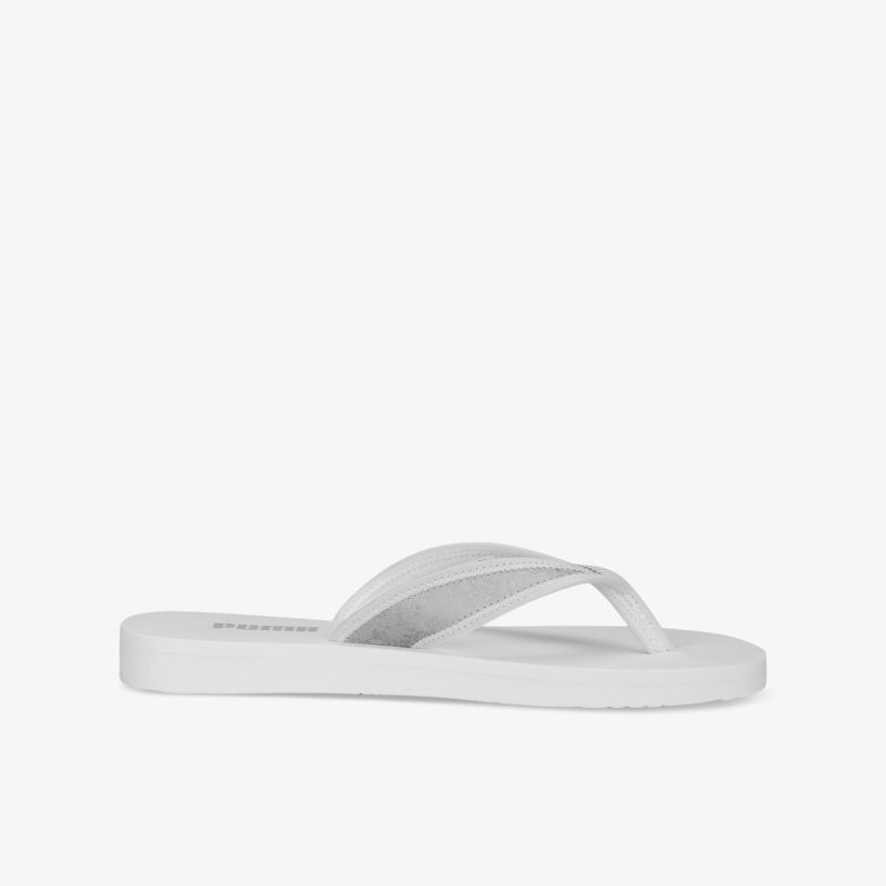 Stilvolle und bequeme weiße Flip-Flops, ideal für den Sommer, mit gepolsterter Sohle und rutschfestem Design.