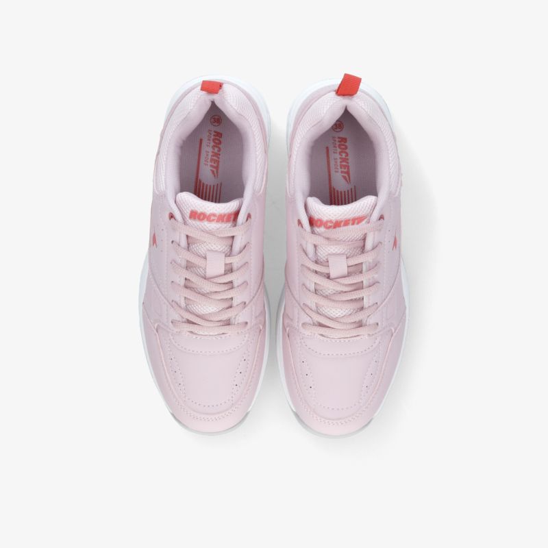 Rosafarbene sportliche Sneakers von oben, bequem und leicht für optimalen Tragekomfort
