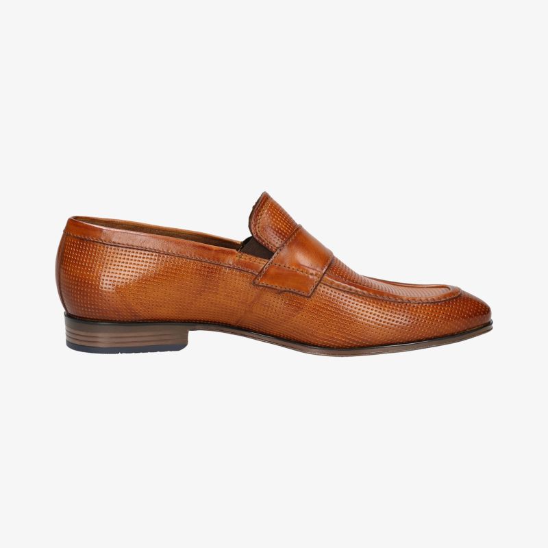 Eleganter brauner Loafer aus Leder, seitliche Ansicht, bequem und hochwertig verarbeitet, klassisches Design
