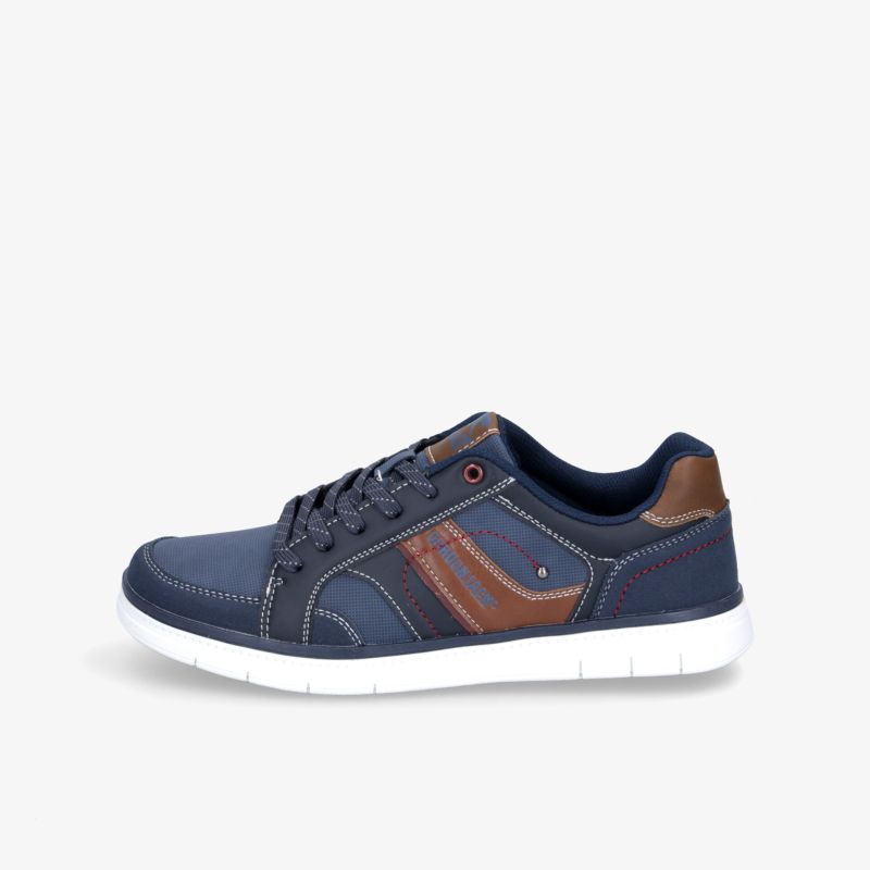 Bequemer und stylisher Sneaker mit modernem Design in Blau und Braun für vielseitiges Tragen.