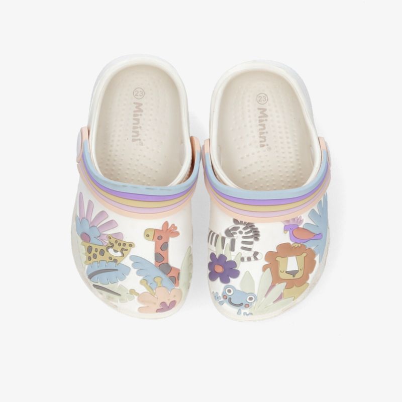 Farbenfrohe Kinderschuhe Clogs mit komfortabler Passform, atmungsaktivem Material und rutschfester Sohle in Draufsicht
