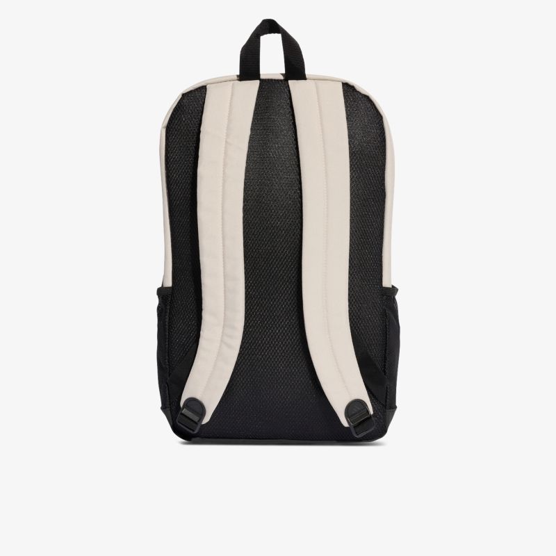 Schwarzer Rucksack mit gepolsterten Trägern und robustem Griff, klarer Rückansicht für komfortablen Tragekomfort