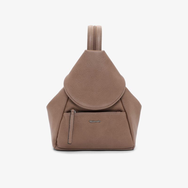 Eleganter beiger Rucksack mit praktischem Reißverschluss und robustem Griff, kompakt und vielseitig einsetzbar