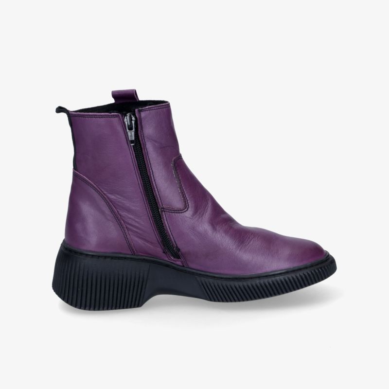 Lila Stiefel mit seitlichem Reißverschluss und rutschfester Sohle, komfortabler Absatz, modischer Look