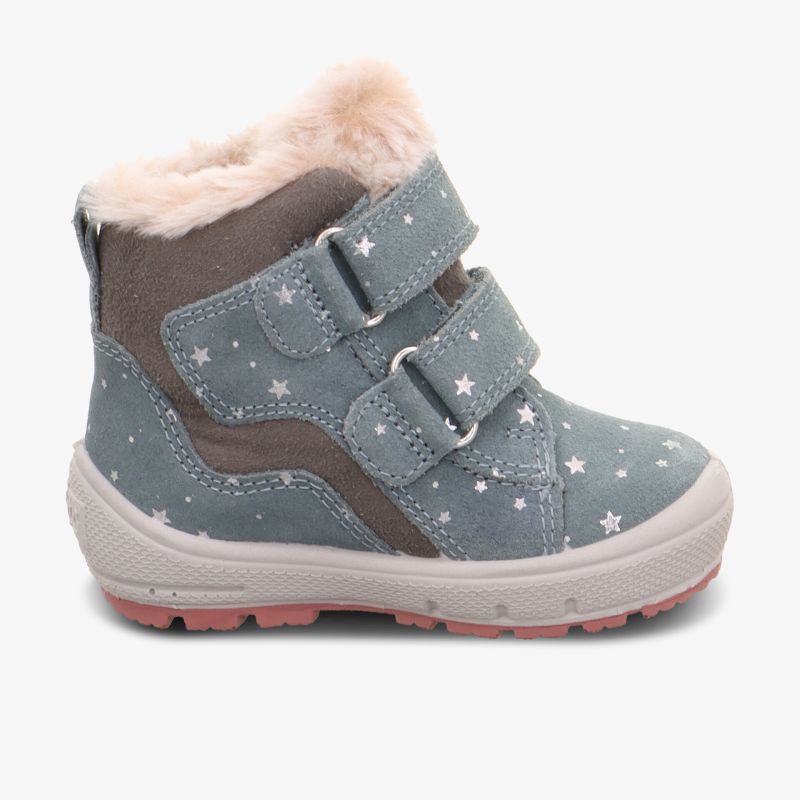 Bequemer Winterstiefel mit Sternenmuster und warmem Futter. Robuster Halt durch Klettverschluss.