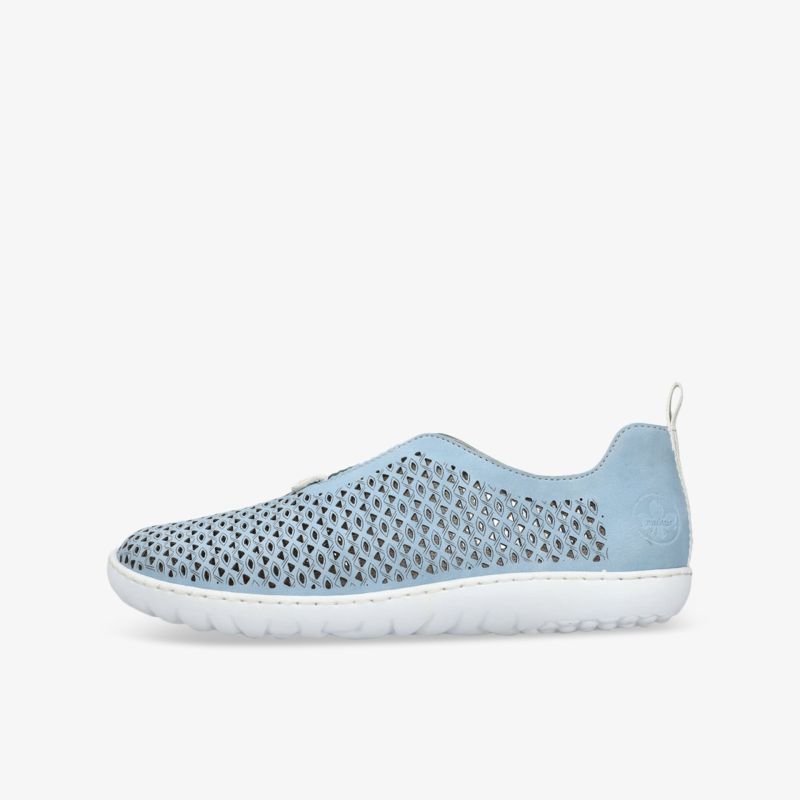 Leichter, atmungsaktiver Schuh mit flexibler Sohle und bequemem Einstieg in modernem Design in hellblau
