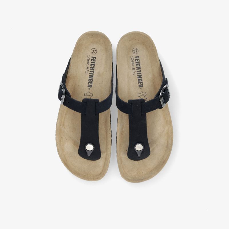 Schwarze Riemensandalen mit ergonomischem Fußbett für maximalen Komfort und vielseitigen Freizeitlook.