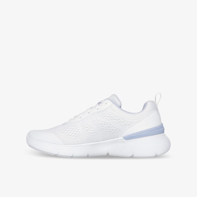 Leichter weißer Sportschuh mit atmungsaktivem Material und flexibler Sohle, modernes und bequemes Design