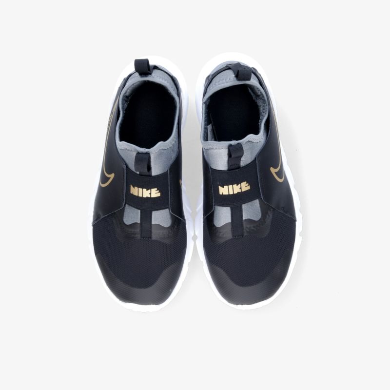 Stylische schwarze Sneakers mit goldenen Akzenten und praktischem Slip-On Design für maximalen Komfort.