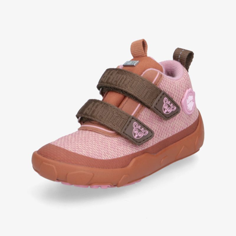 Moderne Schuhe mit Klettverschluss in Braun und Rosa, ideal für täglichen Komfort und Stil.