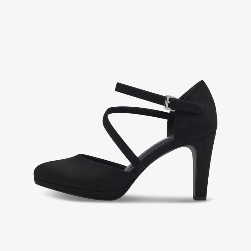 Eleganter schwarzer Pumps mit hohem Absatz und modischem Schnallenverschluss für stilvollen Tragekomfort
