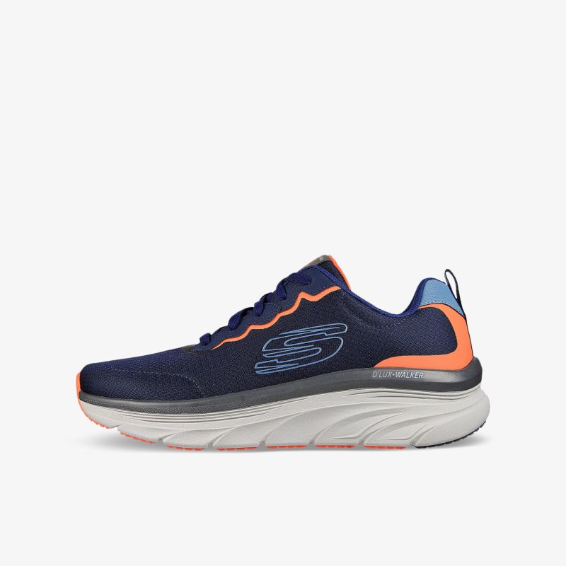 Moderner Sneaker in Blau und Orange mit dämpfender Sohle für optimalen Komfort und sportlichen Look.