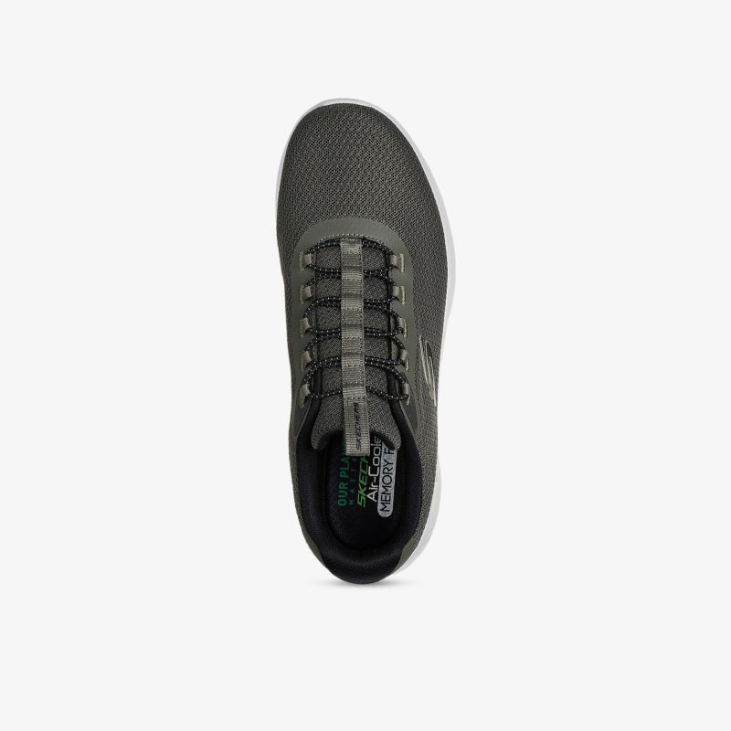 Schwarzer leichter Sneaker mit atmungsaktivem Mesh-Obermaterial und praktischem Schnürsystem, Draufsicht