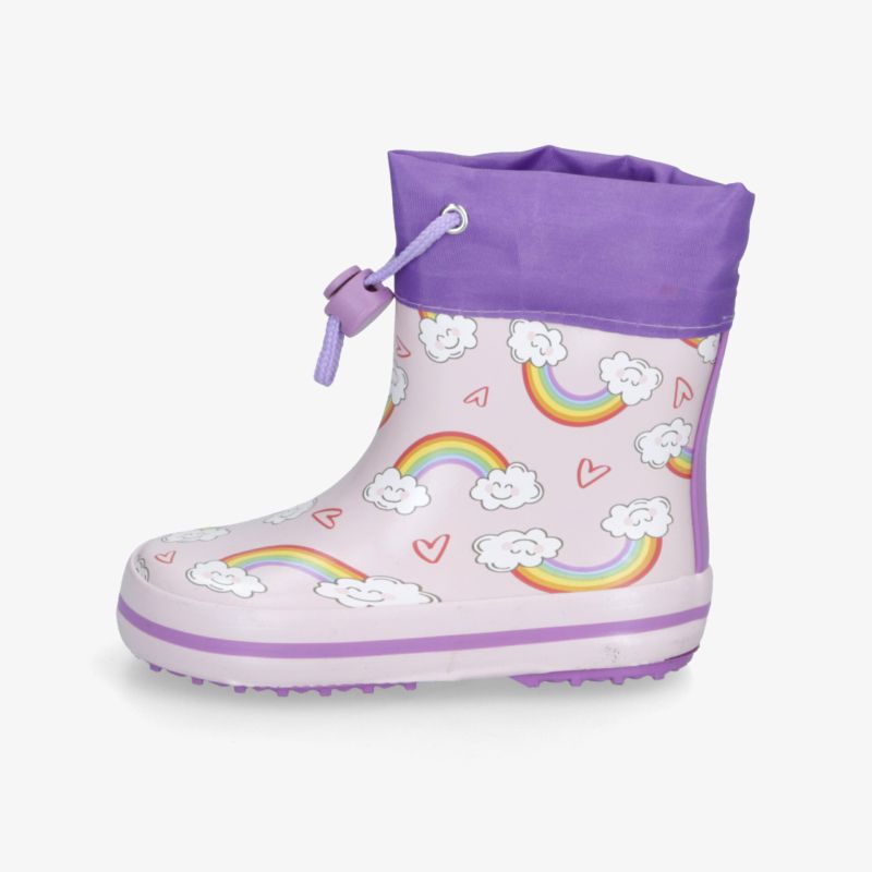 Wasserdichter Kinder-Regenschuh mit bunten Regenbogen- und Wolkenmotiven, leichter stabiler Stiefel