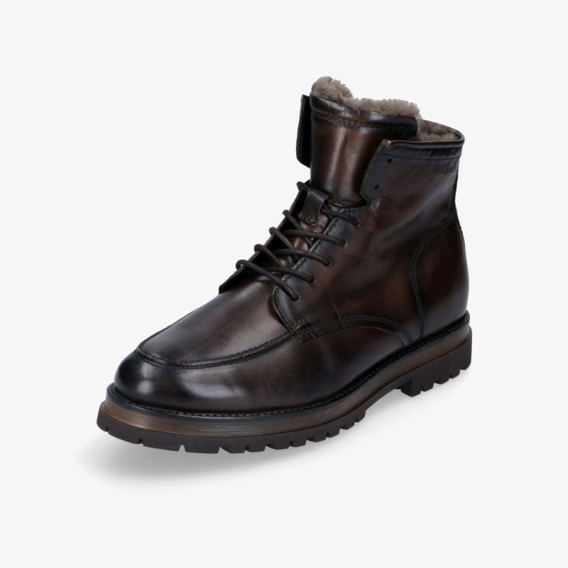 Moderner, warmer Lederstiefel in elegantem Braun mit rutschfester Sohle für optimalen Komfort und Halt.
