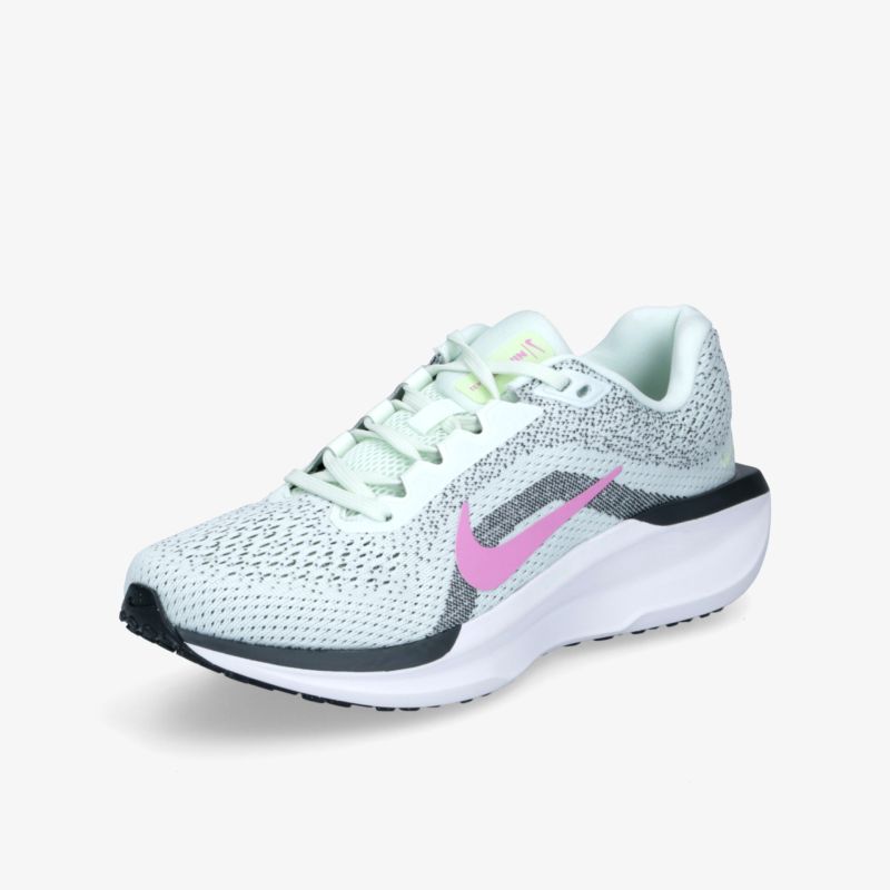 leichter sportlicher Laufschuh in weiß und pink mit atmungsaktivem Obermaterial und dämpfender Sohle