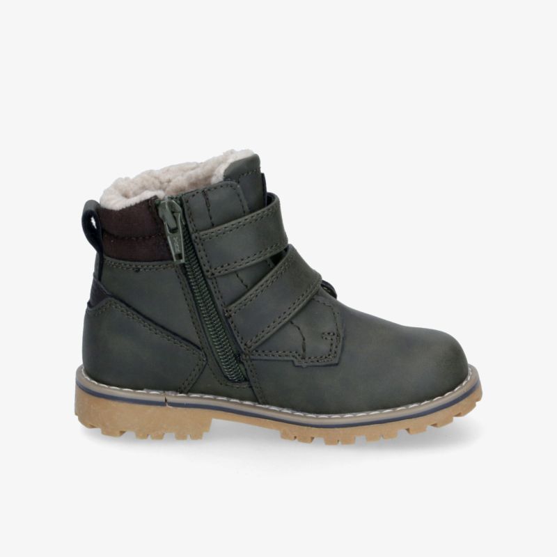 Robuster grauer Winterstiefel mit warmem Futter, rutschfester Sohle und praktischem Reißverschluss seitlich