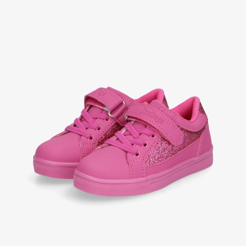 Rosa Sneaker mit praktischem Klettverschluss und Schnürsenkeln, bequem und sportlich, ideal für aktiven Alltag