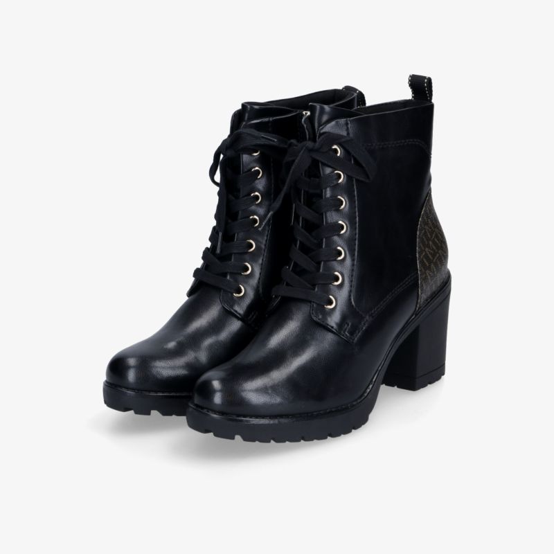 Schwarze Stiefeletten mit hohem Blockabsatz und Schnürung, robustes und elegantes Design für stilvollen Tragekomfort