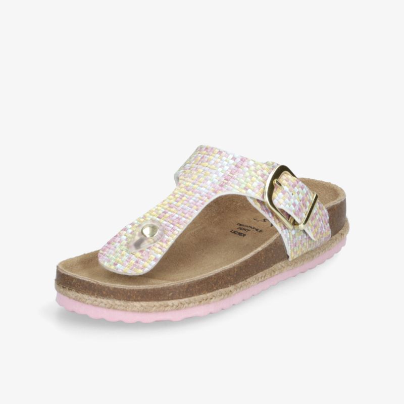 Elegante Sandale mit verstellbarem Riemen, weichem Fußbett und schimmernder Oberfläche für hohen Tragekomfort