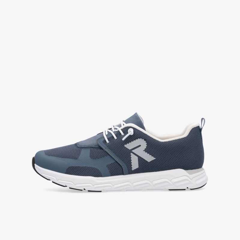 Moderner blauer Sneaker mit weißer Sohle und dynamischem Design, bequem und leicht für sportlichen Komfort