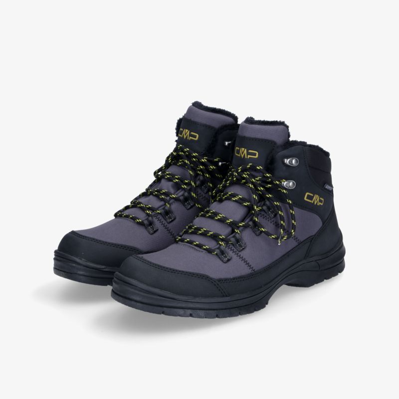 Robuste wasserdichte Wanderschuhe in Schwarz und Grau mit rutschfester Sohle und strapazierfähigem Design.