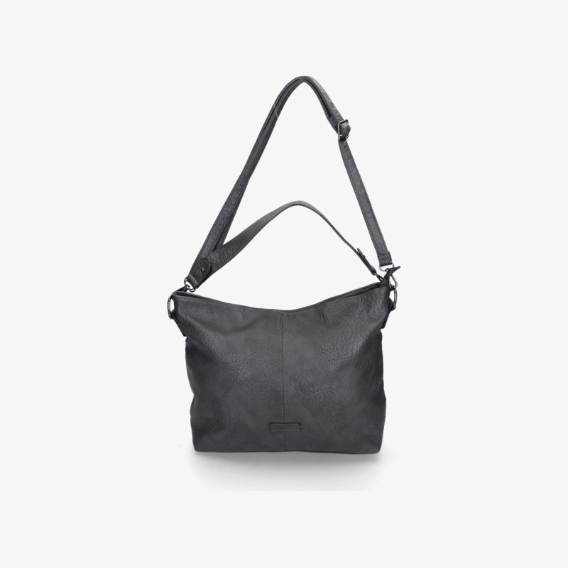 Schwarze Tasche mit verstellbarem Schulterriemen, großem Innenraum und schlichtem, elegantem Design