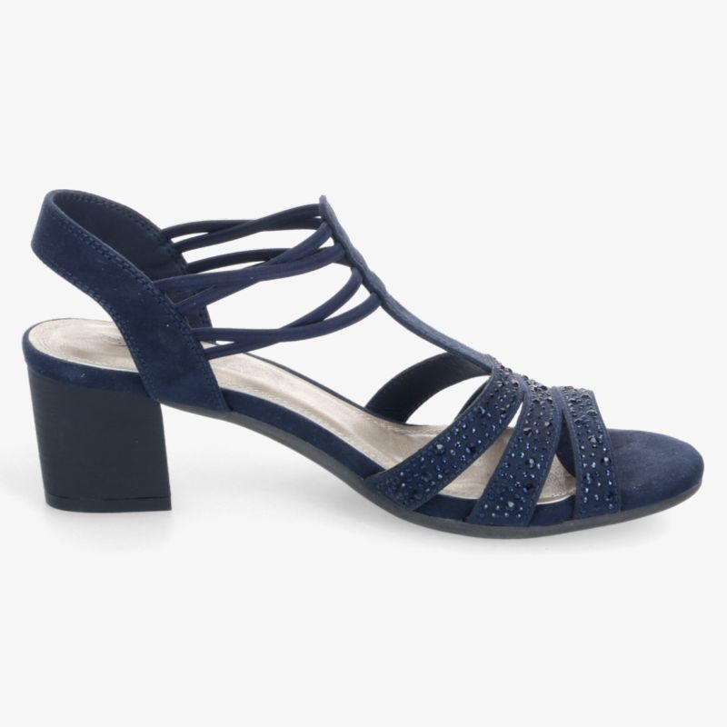 Eleganter blauer Sandalenschuh mit mittelhohem Absatz und verstellbaren Riemen für optimalen Komfort und stilvolles Auftreten
