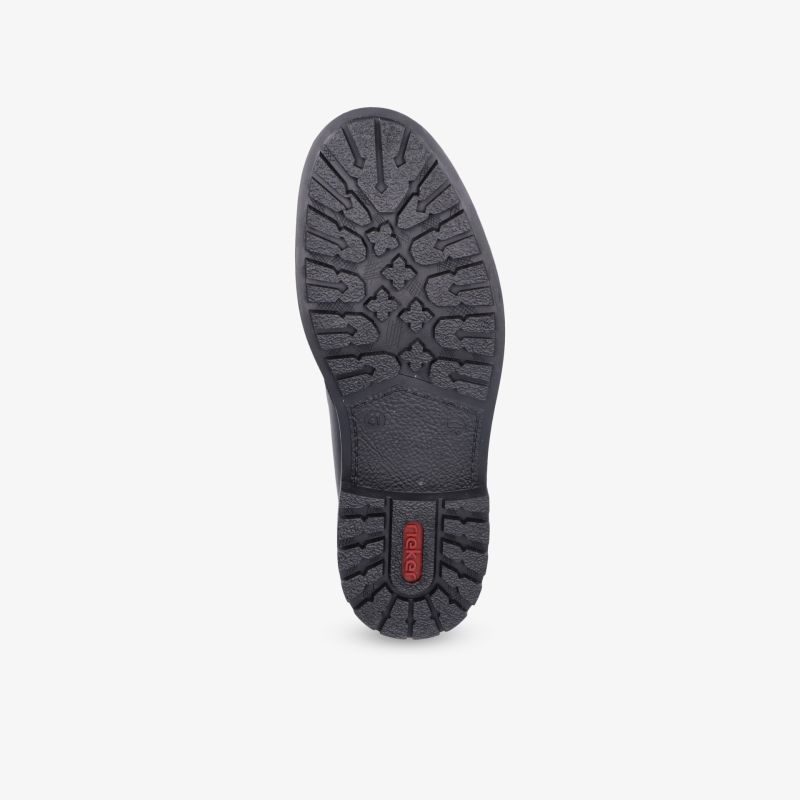 Robuste schwarze Schuhsohle mit tiefem Profil für optimalen Grip und hohen Tragekomfort