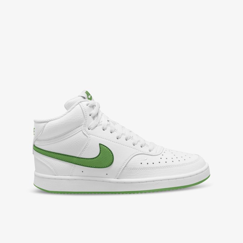 Moderner weißer High-Top-Sneaker mit grünem Akzent für trendigen Stil und maximalen Komfort.