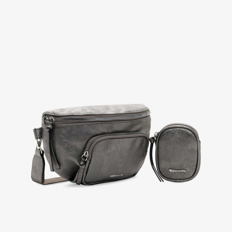Elegante, schwarze Gürteltasche mit zusätzlichem Mini-Etui, perfekter Begleiter für Alltagsaktivitäten. Praktisch und stilvoll.