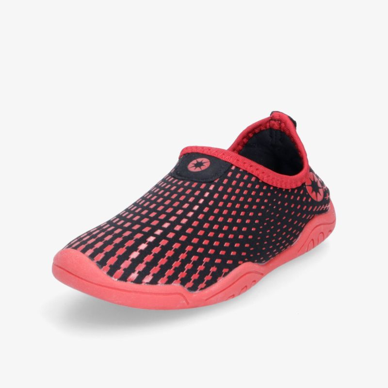 Leichter flexibler Barfußschuh in Rot-Schwarz mit rutschfester Sohle und atmungsaktivem Material