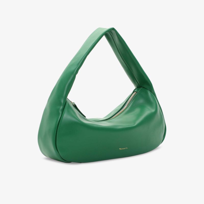 Elegante grüne Handtasche in Lederoptik, modernes Design mit bequemen Tragegriff.