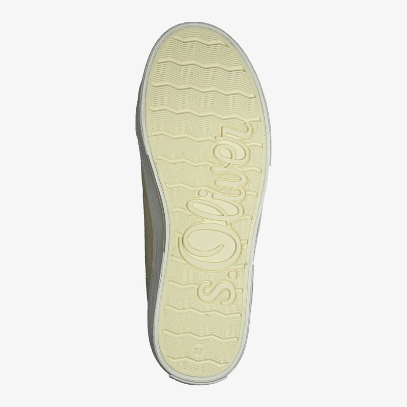 Gummisohle mit rutschfestem Muster und stilvollem Branding für optimalen Halt und Komfort.