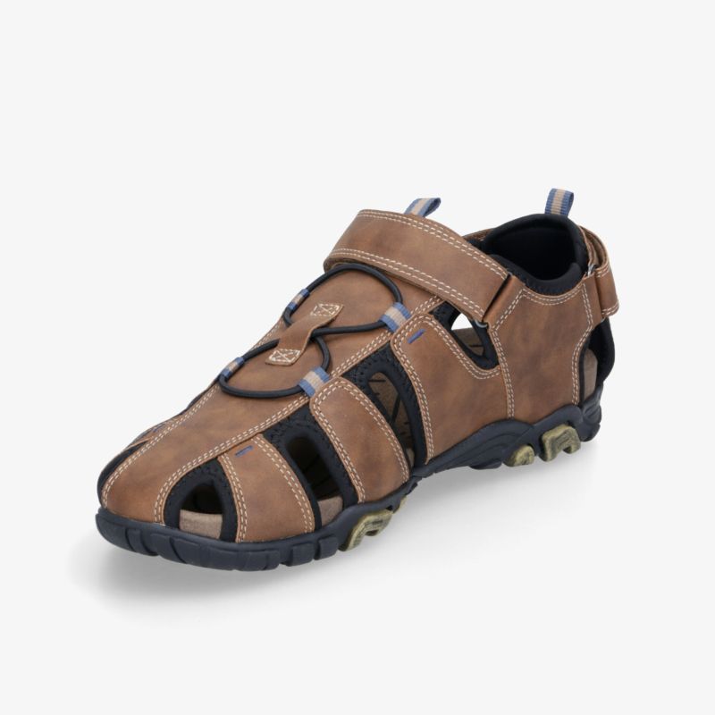 Braune Leder-Sandale mit atmungsaktivem Design, Klettverschluss und rutschfester Sohle für optimalen Tragekomfort