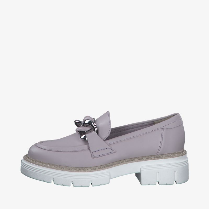 Eleganter Loafer mit modernem Design und komfortabler Plateausohle in stilvollem Fliederton.