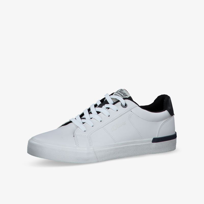 Moderner weißer Sneaker mit Kontrastelementen und sportlichem Design für vielseitigen Einsatz.